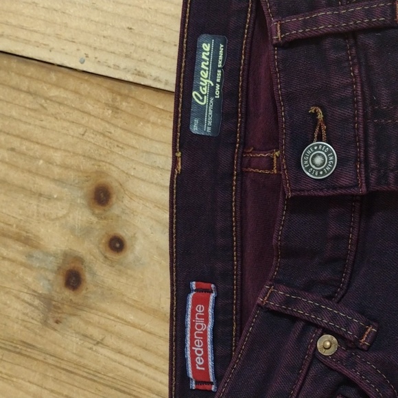 Red Engine Purple Burgundy Cayenne Low Rise Skinny Jeans Size 32 NEW - Picture 7 of 13